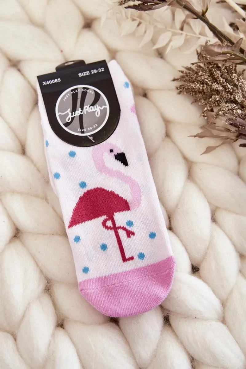 Hot Just Play Młodzieżowe Skarpetki Wzór Flaming I Kropki Różowe