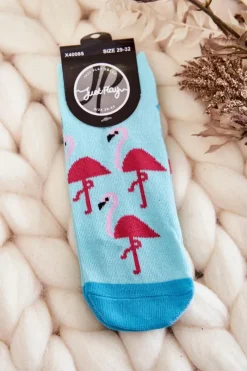 Just Play Młodzieżowe Skarpetki Wzór Trzy Flamingi Jasnoniebieskie