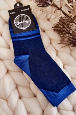 Skarpetki|Skarpetki>Just Play Młodzieżowe Skarpety Dwukolorowe Z Paskami Granatowo-Niebieskie