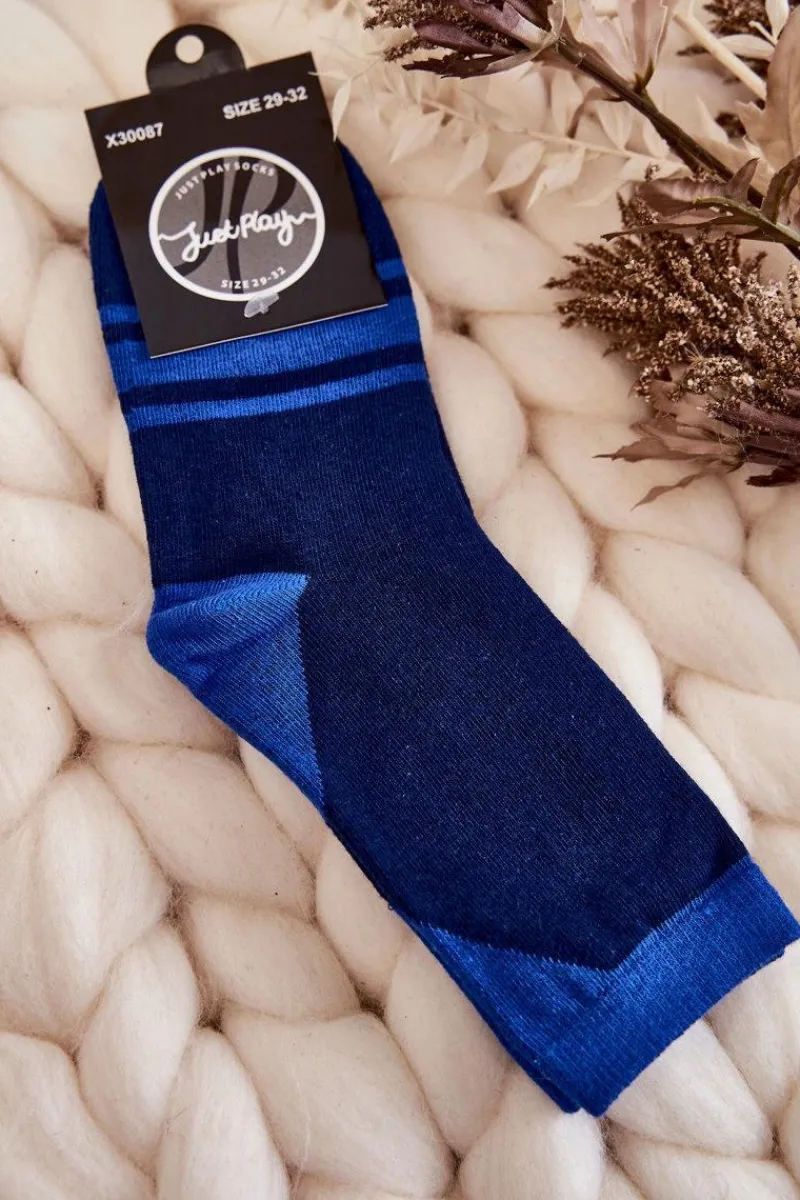 Skarpetki|Skarpetki>Just Play Młodzieżowe Skarpety Dwukolorowe Z Paskami Granatowo-Niebieskie