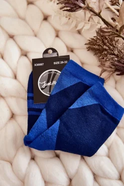 Skarpetki|Skarpetki>Just Play Młodzieżowe Skarpety Dwukolorowe Z Paskami Granatowo-Niebieskie