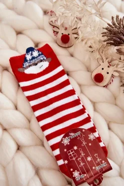 Skarpetki|Skarpetki>Just Play Młodzieżowe Skarpety W Paski Z Misiem Biało-Czerwone