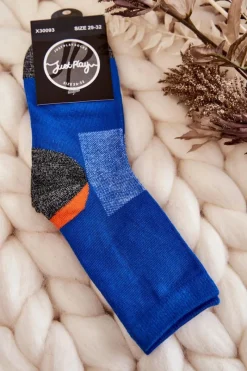 Discount Młodzieżowe Wysokie Bawełniane Skarpety Niebieskie Skarpetki|Skarpetki