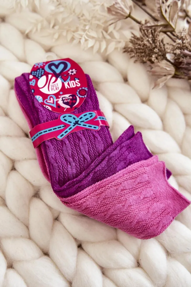 Sale Just Play Młodzieżowe Wysokie Skarpetki Do Kolan 2-Pak Fuksjowo-Różowe