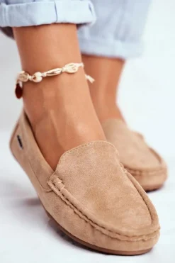 Discount Mokasyny Damskie Beżowe Zamszowe Morreno Damskie Loafersy Damskie|Mokasyny Damskie Zamszowe