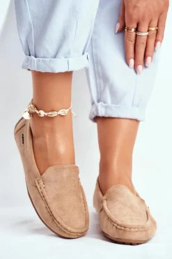 Discount Mokasyny Damskie Beżowe Zamszowe Morreno Damskie Loafersy Damskie|Mokasyny Damskie Zamszowe