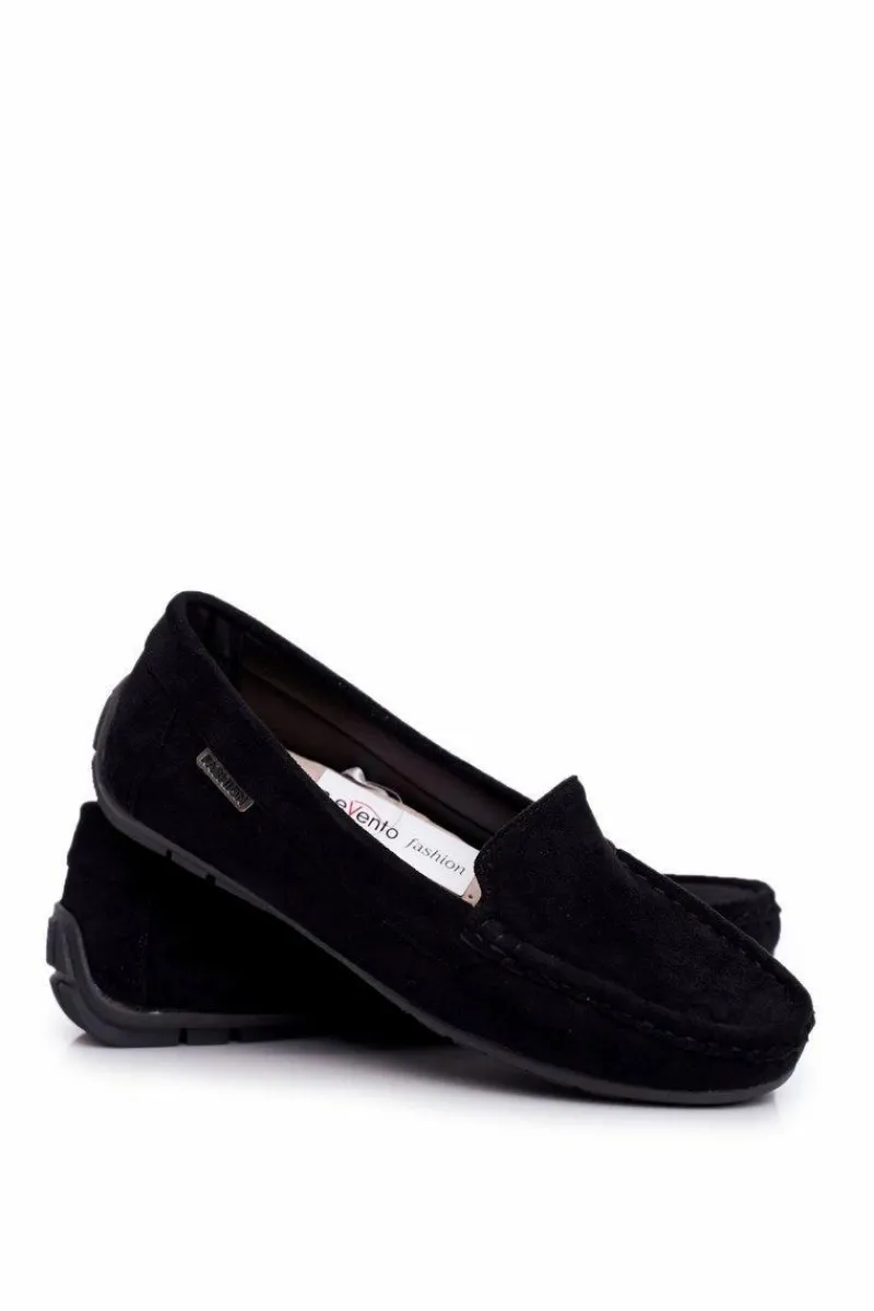 Best Evento Mokasyny Damskie Czarne Zamszowe Morreno