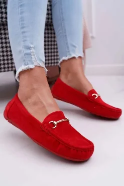 Best Mokasyny Damskie Czerwone Zamszowe Sonnero Damskie Mokasyny Damskie Zamszowe