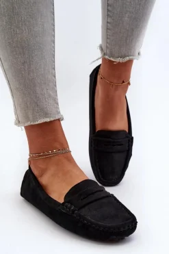 Discount Boto Mokasyny Damskie Eko Zamszowe Czarne Adelmarie