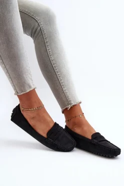 Discount Boto Mokasyny Damskie Eko Zamszowe Czarne Adelmarie