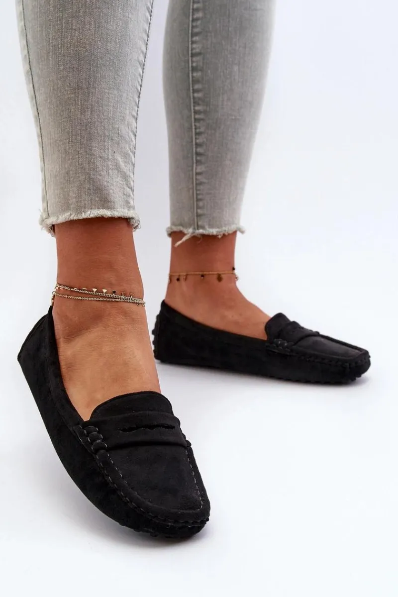 Discount Boto Mokasyny Damskie Eko Zamszowe Czarne Adelmarie