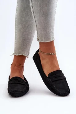 Discount Boto Mokasyny Damskie Eko Zamszowe Czarne Adelmarie