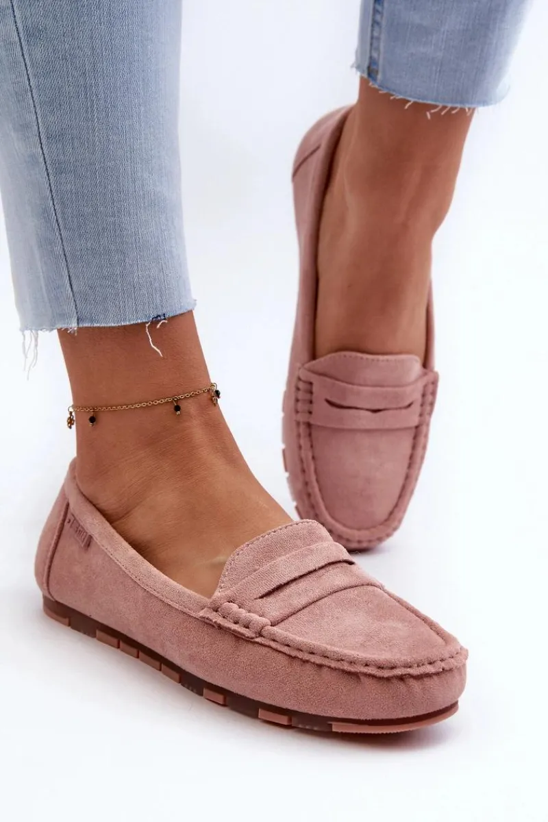 Best Big Star Shoes Mokasyny Damskie Eko Zamszowe Big Star NN274928 Memory Foam System Różowe