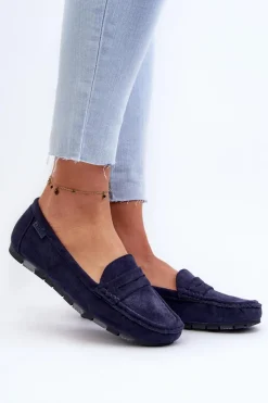 Sale Big Star Shoes Mokasyny Damskie Eko Zamszowe Big Star NN274931 Memory Foam System Granatowe