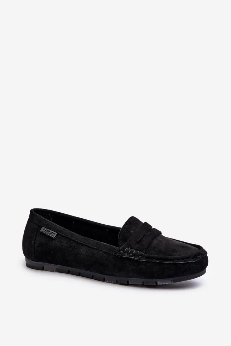 Loafersy Damskie|Mokasyny Damskie Zamszowe>Big Star Shoes Mokasyny Damskie Eko Zamszowe Big Star NN274929 Memory Foam System Czarne