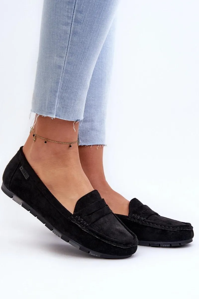 Loafersy Damskie|Mokasyny Damskie Zamszowe>Big Star Shoes Mokasyny Damskie Eko Zamszowe Big Star NN274929 Memory Foam System Czarne
