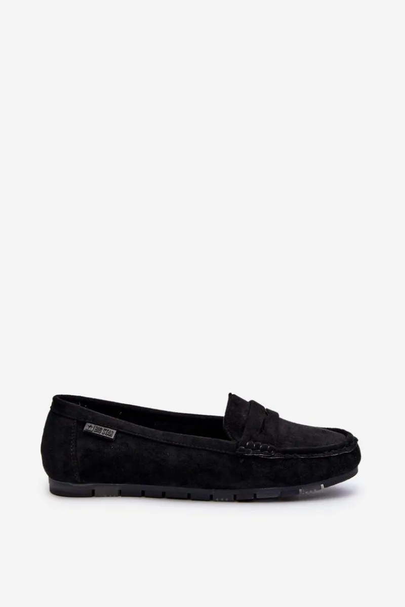 Loafersy Damskie|Mokasyny Damskie Zamszowe>Big Star Shoes Mokasyny Damskie Eko Zamszowe Big Star NN274929 Memory Foam System Czarne