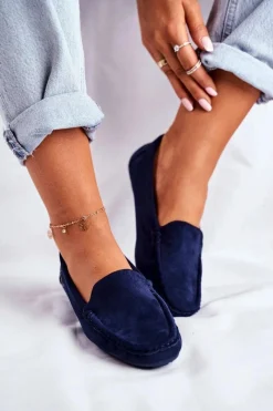 Online Mokasyny Damskie Granatowe Zamszowe Morreno Damskie Loafersy Damskie|Mokasyny Damskie Zamszowe