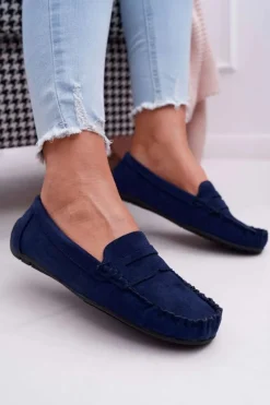 Hot Mokasyny Damskie Granatowe Zamszowe Bolero Damskie Mokasyny Damskie Zamszowe