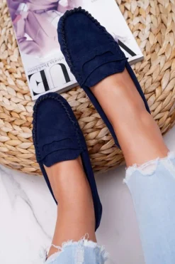 Hot Mokasyny Damskie Granatowe Zamszowe Bolero Damskie Mokasyny Damskie Zamszowe