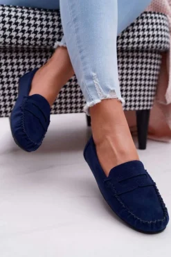 Hot Mokasyny Damskie Granatowe Zamszowe Bolero Damskie Mokasyny Damskie Zamszowe