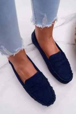 Hot Mokasyny Damskie Granatowe Zamszowe Bolero Damskie Mokasyny Damskie Zamszowe