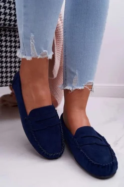 Hot Mokasyny Damskie Granatowe Zamszowe Bolero Damskie Mokasyny Damskie Zamszowe