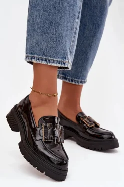Online Mokasyny Damskie Lakierowane Z Ozdobą Czarne Ysandra Damskie Mokasyny Damskie Lakierowane|Mokasyny Damskie Skórzane