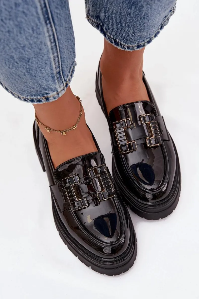 Online Mokasyny Damskie Lakierowane Z Ozdobą Czarne Ysandra Damskie Mokasyny Damskie Lakierowane|Mokasyny Damskie Skórzane