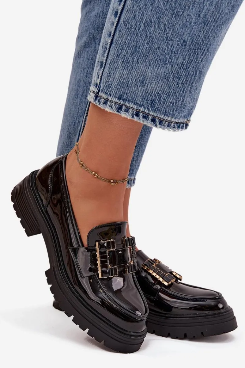 Online Mokasyny Damskie Lakierowane Z Ozdobą Czarne Ysandra Damskie Mokasyny Damskie Lakierowane|Mokasyny Damskie Skórzane