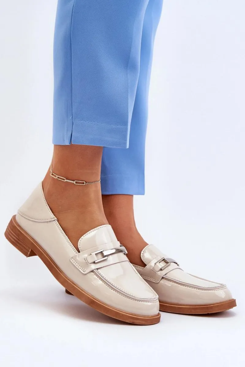 Mokasyny Damskie Lakierowane>Buty damskie Vinceza Mokasyny Damskie Lakierowane Beżowe Nurea