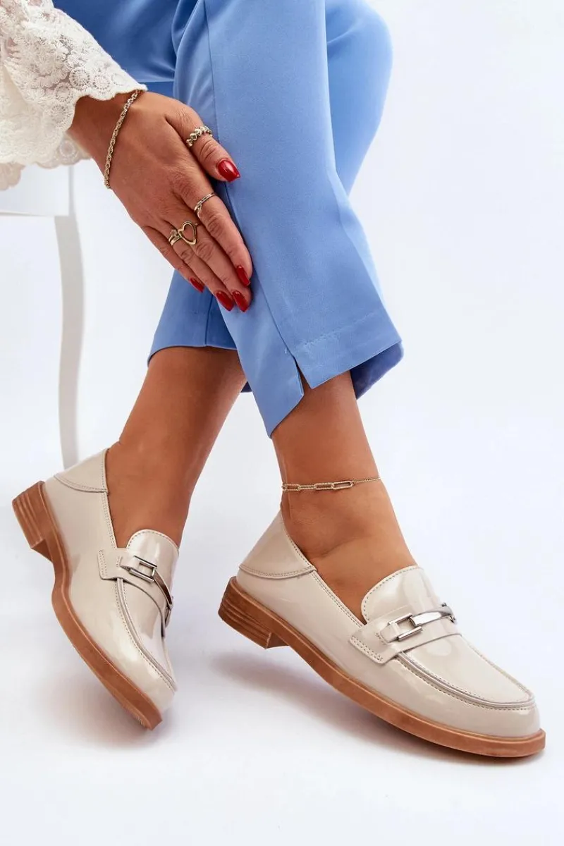 Mokasyny Damskie Lakierowane>Buty damskie Vinceza Mokasyny Damskie Lakierowane Beżowe Nurea