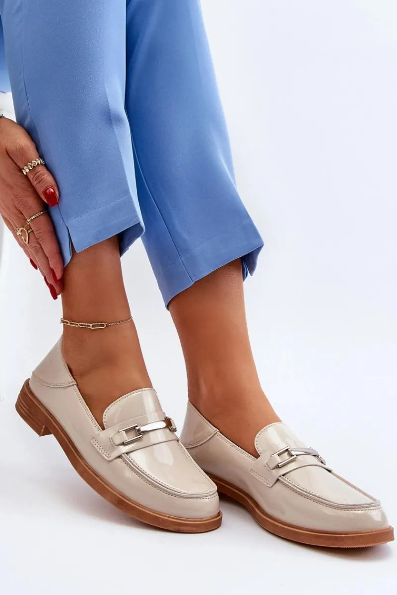 Mokasyny Damskie Lakierowane>Buty damskie Vinceza Mokasyny Damskie Lakierowane Beżowe Nurea