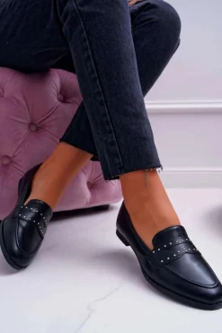 New Mokasyny Damskie Loafery Lordsy Czarne Tenes Damskie Mokasyny Damskie Skórzane