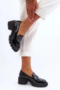 Mokasyny Damskie Lakierowane|Czółenka Na Platformie><noscript><img width=