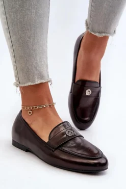 Hot Evento Mokasyny Damskie Na Płaskim Obcasie Czarne Sylvaine