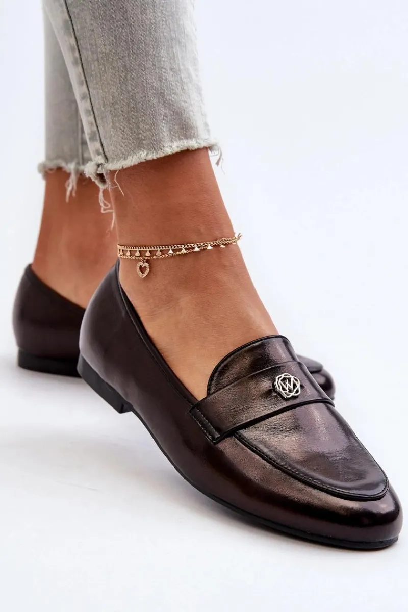 Hot Evento Mokasyny Damskie Na Płaskim Obcasie Czarne Sylvaine