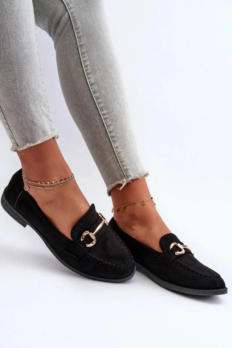 New Mokasyny Damskie Na Płaskim Obcasie Z Ozdobą Czarne Aviole Damskie Loafersy Damskie|Mokasyny Damskie Zamszowe
