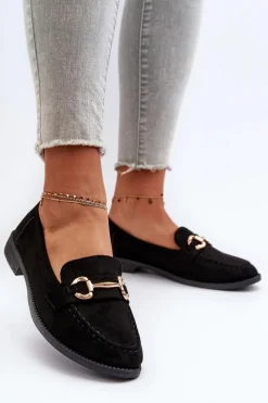 New Mokasyny Damskie Na Płaskim Obcasie Z Ozdobą Czarne Aviole Damskie Loafersy Damskie|Mokasyny Damskie Zamszowe