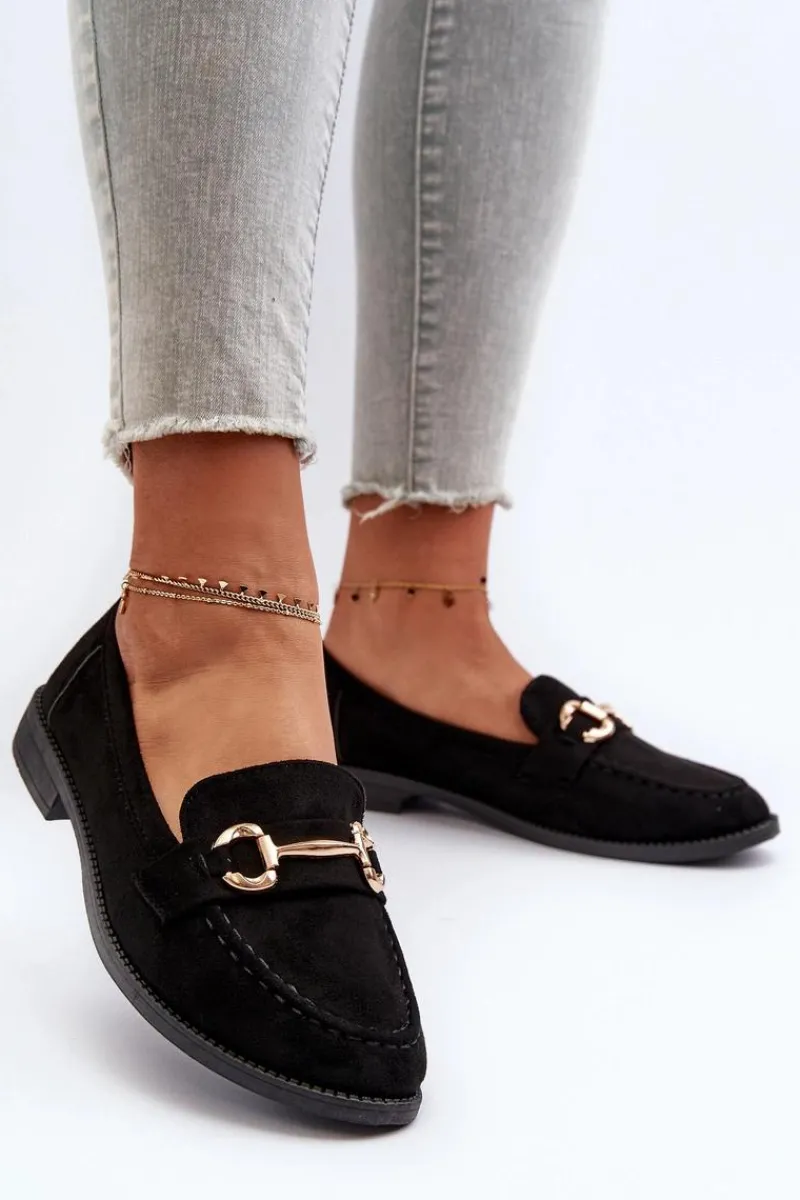 New Mokasyny Damskie Na Płaskim Obcasie Z Ozdobą Czarne Aviole Damskie Loafersy Damskie|Mokasyny Damskie Zamszowe