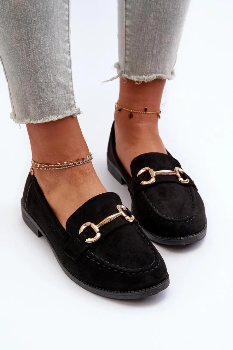 New Mokasyny Damskie Na Płaskim Obcasie Z Ozdobą Czarne Aviole Damskie Loafersy Damskie|Mokasyny Damskie Zamszowe