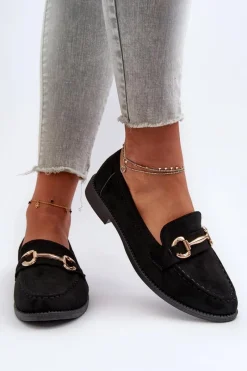 New Mokasyny Damskie Na Płaskim Obcasie Z Ozdobą Czarne Aviole Damskie Loafersy Damskie|Mokasyny Damskie Zamszowe