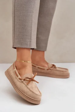 Online Mokasyny Damskie Na Płaskiej Podeszwie Beżowe Timannie Damskie Loafersy Damskie|Mokasyny Na Platformie