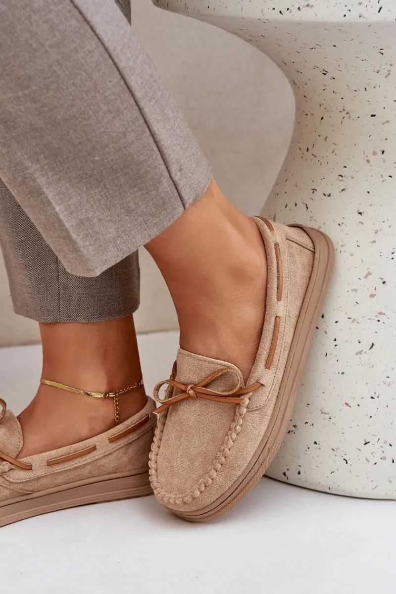 Online Mokasyny Damskie Na Płaskiej Podeszwie Beżowe Timannie Damskie Loafersy Damskie|Mokasyny Na Platformie