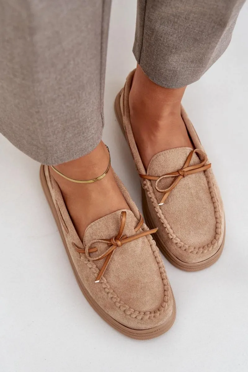 Online Mokasyny Damskie Na Płaskiej Podeszwie Beżowe Timannie Damskie Loafersy Damskie|Mokasyny Na Platformie