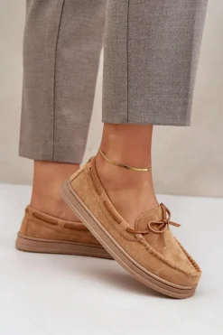 Loafersy Damskie|Mokasyny Na Platformie>Boto Mokasyny Damskie Na Płaskiej Podeszwie Camel Timannie