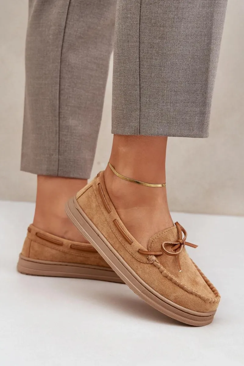 Loafersy Damskie|Mokasyny Na Platformie>Boto Mokasyny Damskie Na Płaskiej Podeszwie Camel Timannie