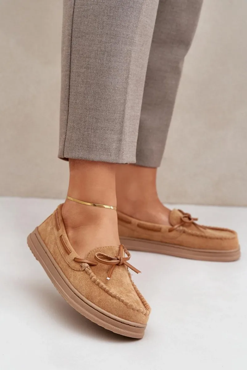 Loafersy Damskie|Mokasyny Na Platformie>Boto Mokasyny Damskie Na Płaskiej Podeszwie Camel Timannie