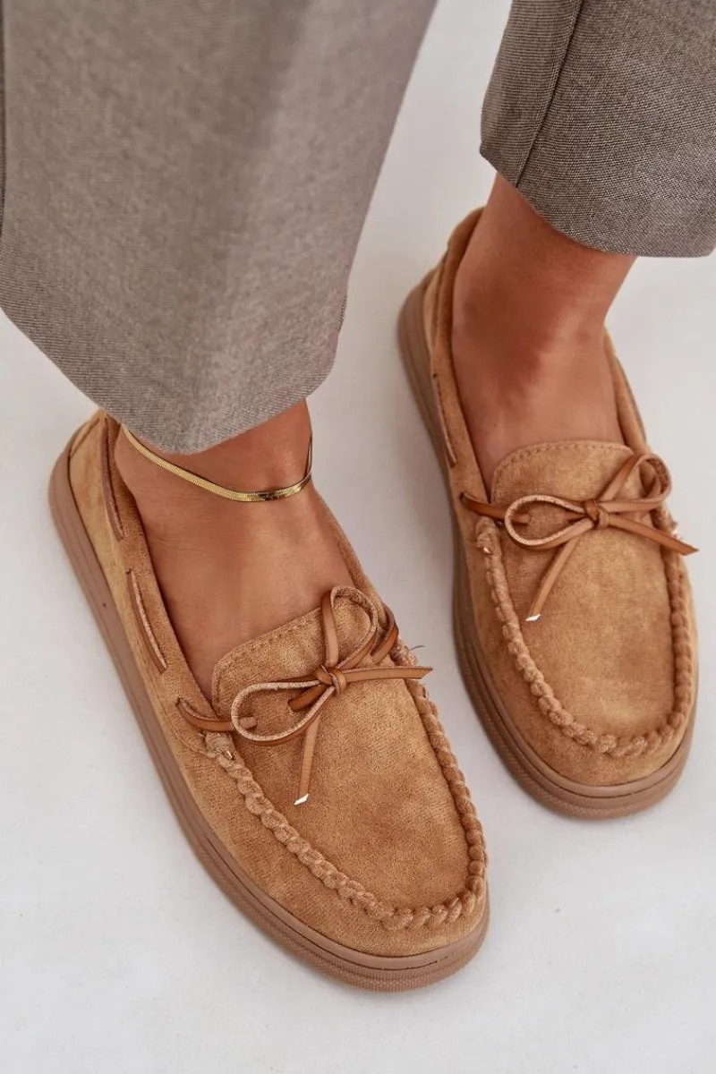 Loafersy Damskie|Mokasyny Na Platformie>Boto Mokasyny Damskie Na Płaskiej Podeszwie Camel Timannie