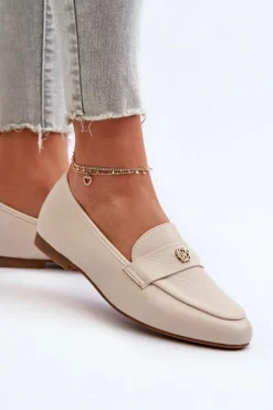 Loafersy Damskie|Mokasyny Damskie Skórzane></noscript>Evento Mokasyny Damskie Na Płaskim Obcasie Beżowe Sylvaine